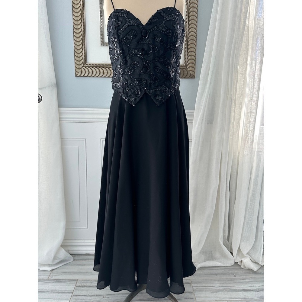 Faviana Sequin Vest Bodice Gown Black Formal Event Gala Black Tie Size 15/16‎
